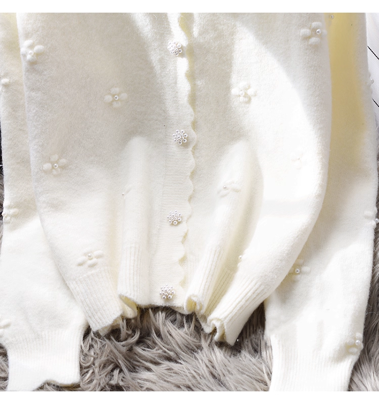 Purple Sweater Coat New Beaded Soft Knitted Cardigan YM2357