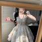 Sweet And Gentle Bow Print Gold-Stamped Cake Tutu Dress Birthday Party Dress YM2048