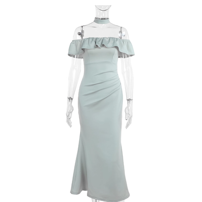 Classy Off The Shoulder Green Mermaid Long Birthday Dress Holiday Dress YM2218