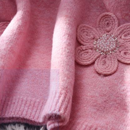 Flower Round Neck Knitted Women's Vest Autumn New Sweet Sweater Vest YM2348