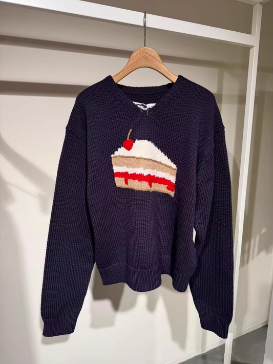 Sweet Cherry Cake Sweater, Fashionable And Age-reducing Loose Sweater YM1862