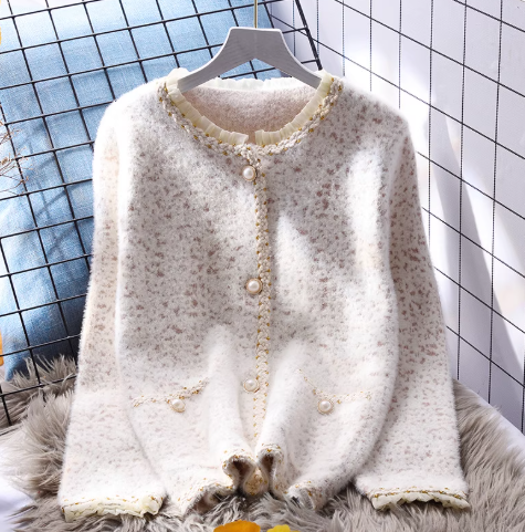 White Imitation Mink Fleece Sweater Coat New Autumn And Winter Thickened Knitted Cardigan YM2370