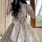 Sweet And Gentle Bow Print Gold-Stamped Cake Tutu Dress Birthday Party Dress YM2048