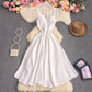 A-line V-neck open back dress YM523