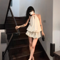 Apricot Halter Backless Short Prom Dress Birthday Outfits YM2013