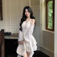 Off-Shoulder Sequin Sweet Retro Temperament Mini Party Dress YM2041