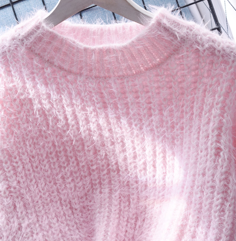 Retro Green Short Pullover Sweater Stylish Round Neck Long Sleeve Knitted Sweater YM2371