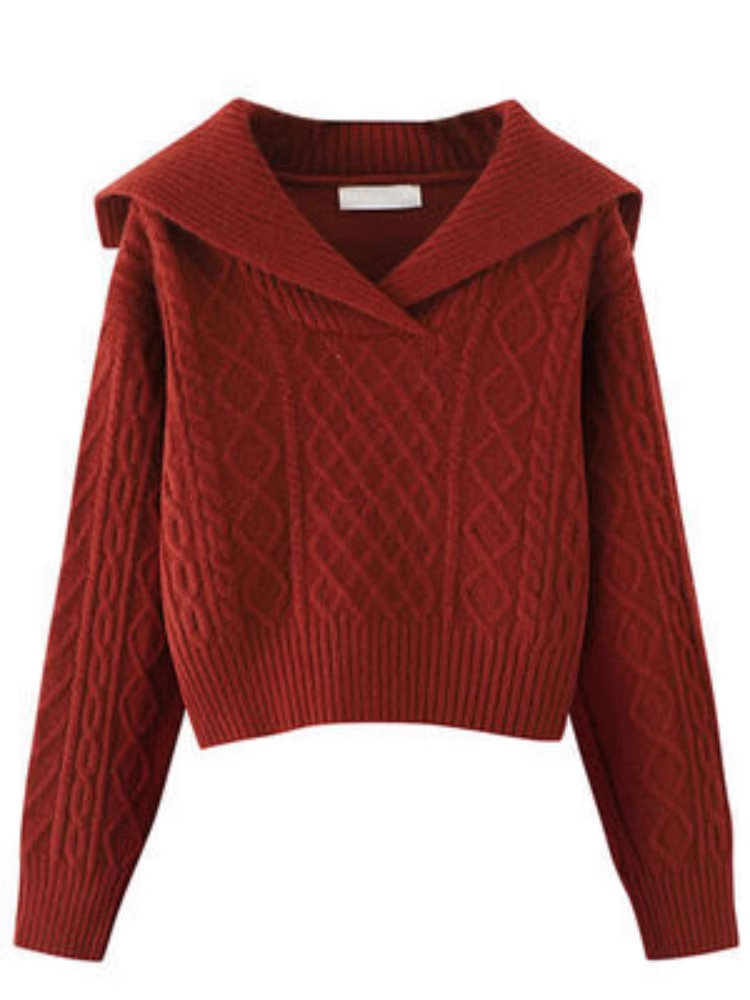 women's large lapel knitted sweater YM374