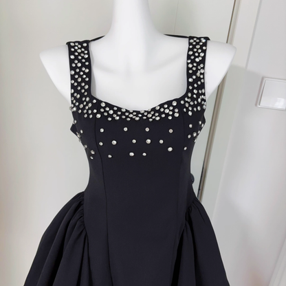Black A Line Sleeveless Short Birthday Dress Cocktail Dress YM2075