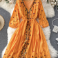 A Line V Neck Embroidery Summer Dress  YM442