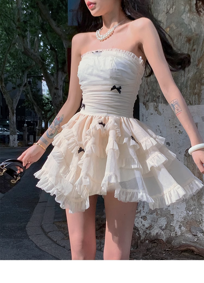 Strapless Tulle Birthday Party Dress Mini Prom Dress YM1973