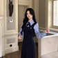 College Style Striped Shirt Fake Two Piece Dress Women's New YM2034