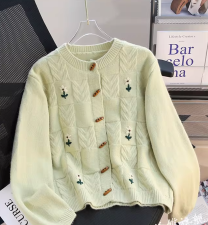 Retro Red Horn Button Sweater Cardigan YM2443