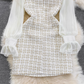 Stitching tweed waist A-line dress for women,vocation dress YM233, YM233