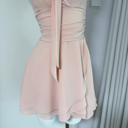 Pink Sleeveless Chiffon Short Vacation Dress Cocktail Dress YM2073