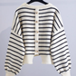 women's spring and autumn striped sweater loose lazy style knitted sweater YM371