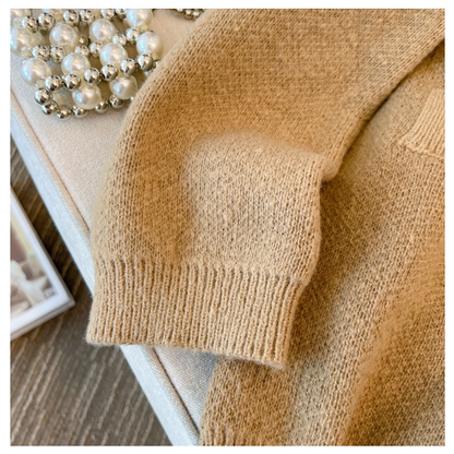 College Style Off White Thickened Knitted Jacket Women's Fashionable Casual Cardigan YM2293