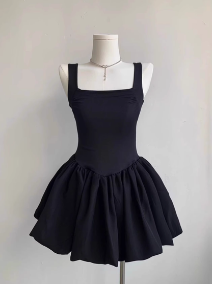Sexy Sleeveless White Square Neck A Line Mini Party Dress Vacation Dress YM2123