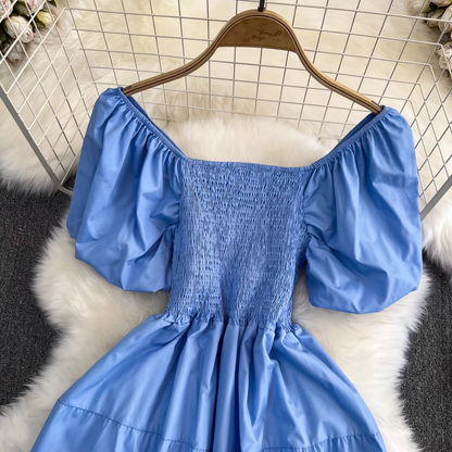 Bubble Square Neck A-Line Dress Seaside Summer Dress , YM277
