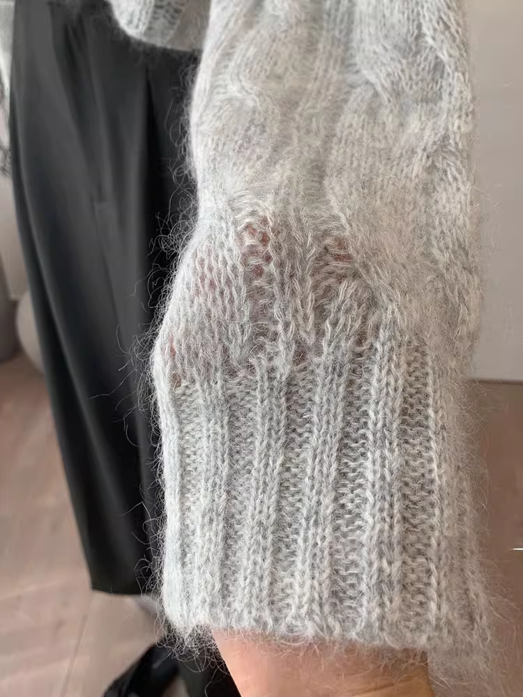 Gray Sweater Design Mohair Hollow Sweater YM1861