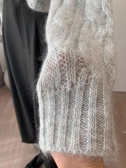 Gray Sweater Design Mohair Hollow Sweater YM1861