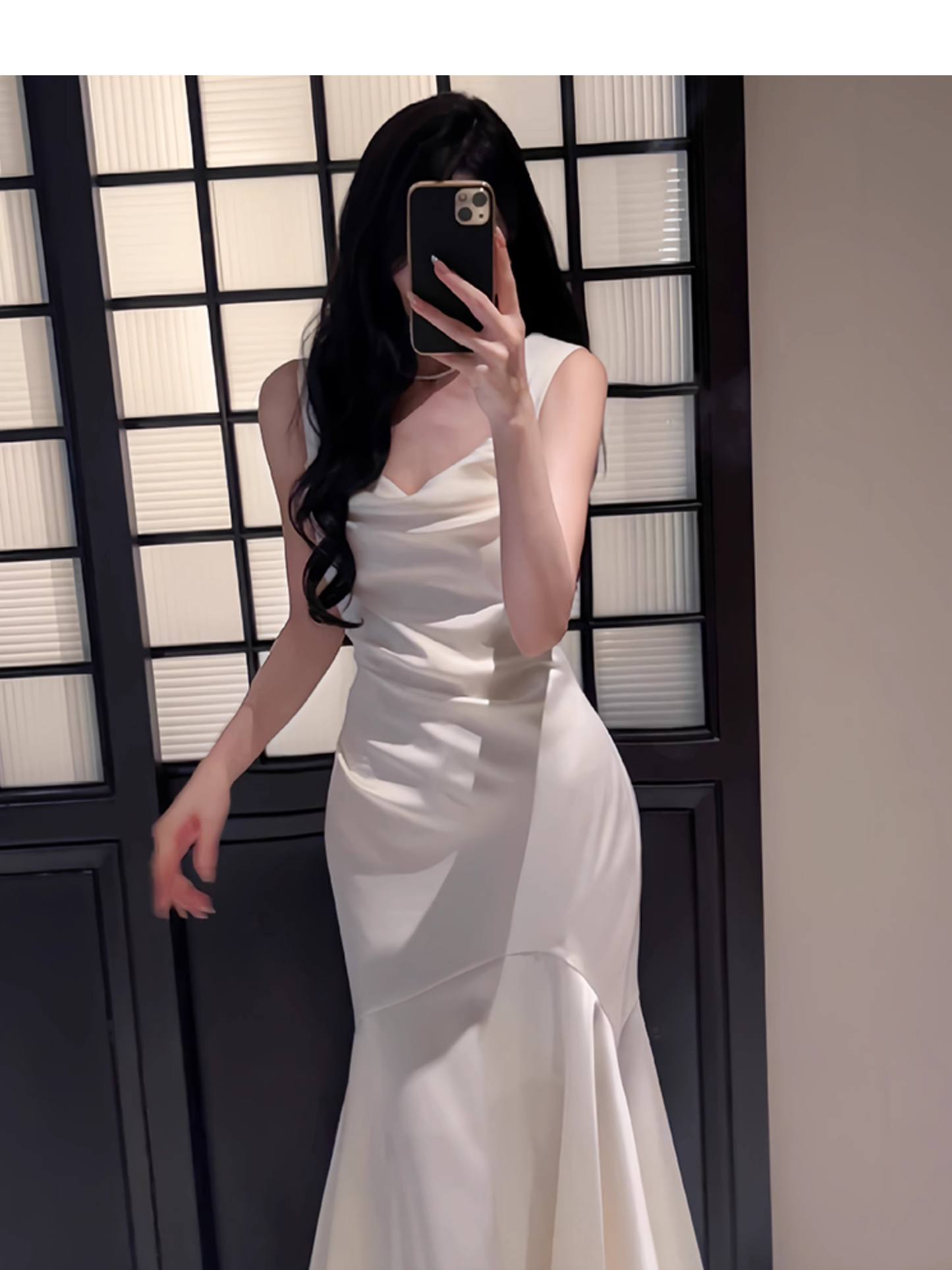 Elegant Mermaid Prom Dress Satin White Long Evening Dress YM1702