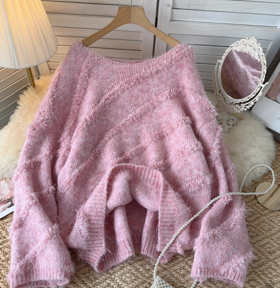 Pullover sweater women's autumn and winter round neck loose knitted sweater YM1576