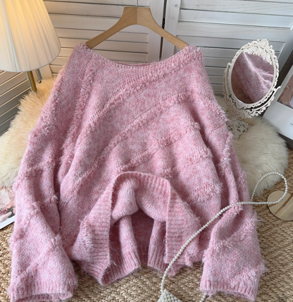 Pullover sweater women's autumn and winter round neck loose knitted sweater YM1576