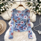 European And American Hot Girl Style Pink Printed Backless Top  YM1688
