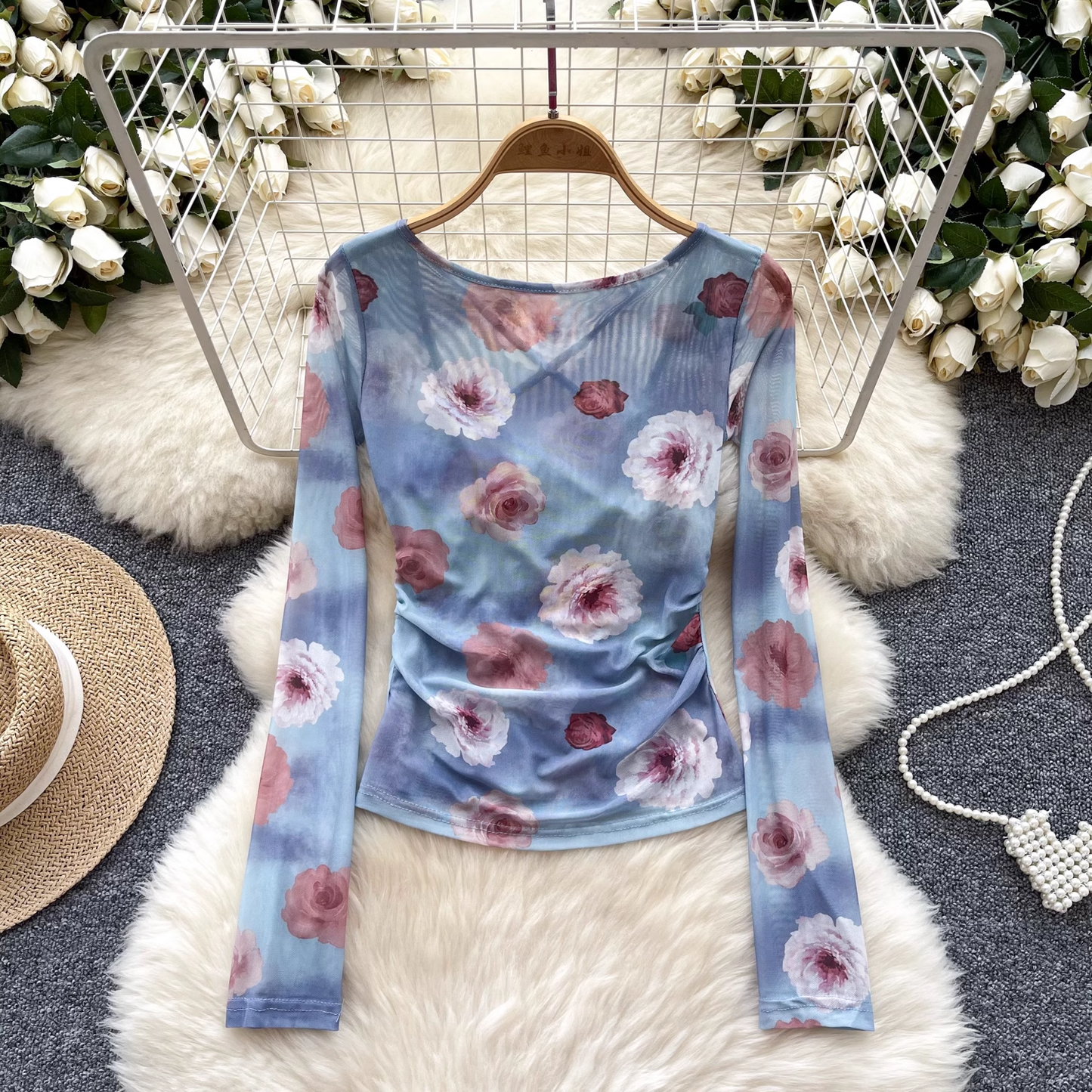 European And American Hot Girl Style Pink Printed Backless Top  YM1688