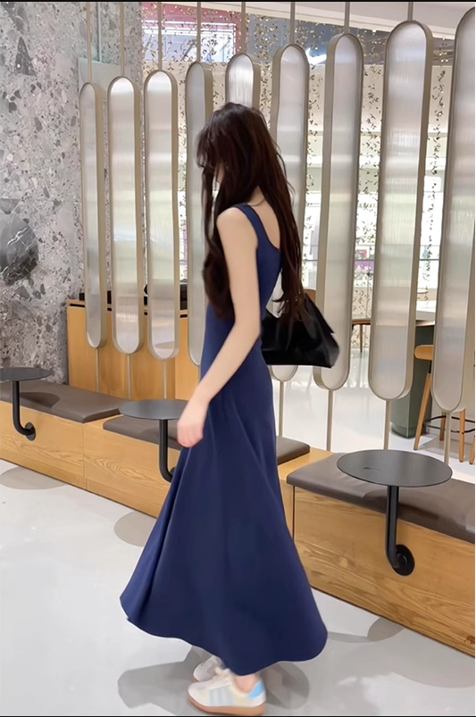 New Casual Sports Vest Suspender Long Dress Party Dress YM1758