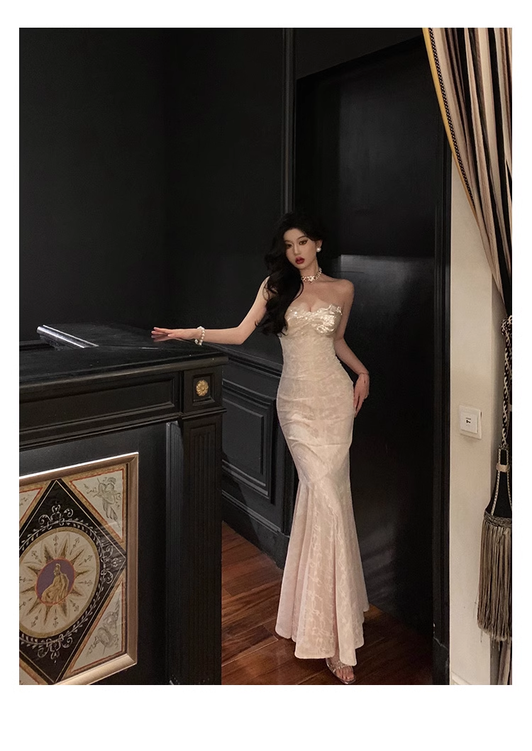 Shiny Sequin Lace Prom Dress Mermaid Evening Dress YM1664