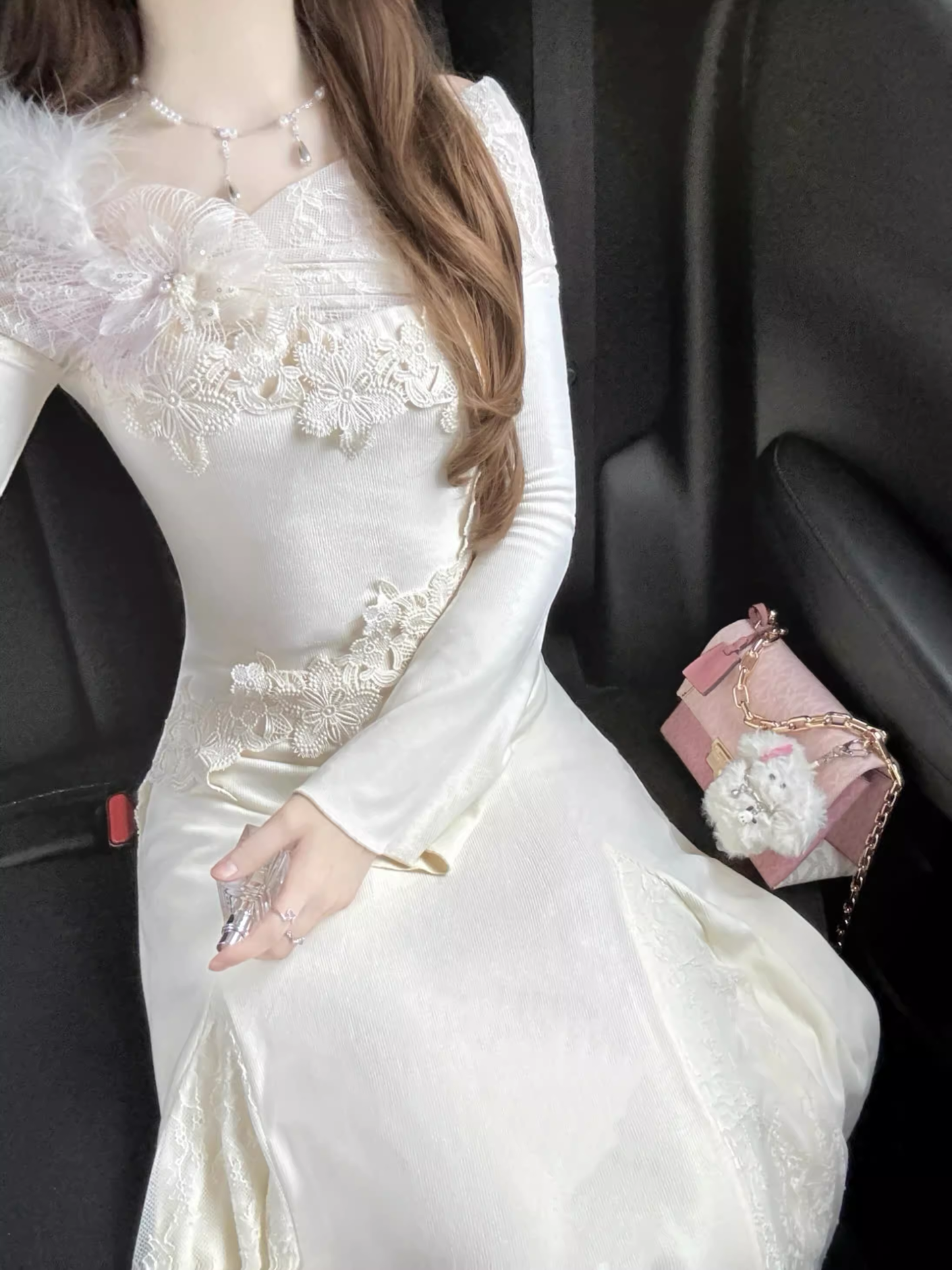 Elegant Off The Shoulder Long Prom Dress Lace Evening Gown  YM1646