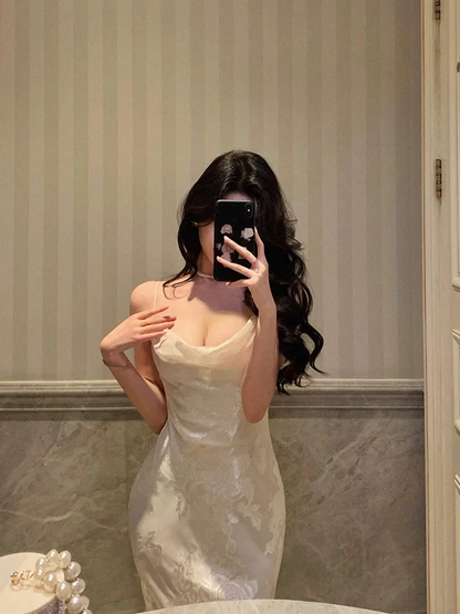 Gorgeous Mermaid Spaghetti Straps Satin Prom Dresses Party Gown  YM1620