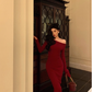 Red Off Shoulder Knit Dress Party Dress YM1669