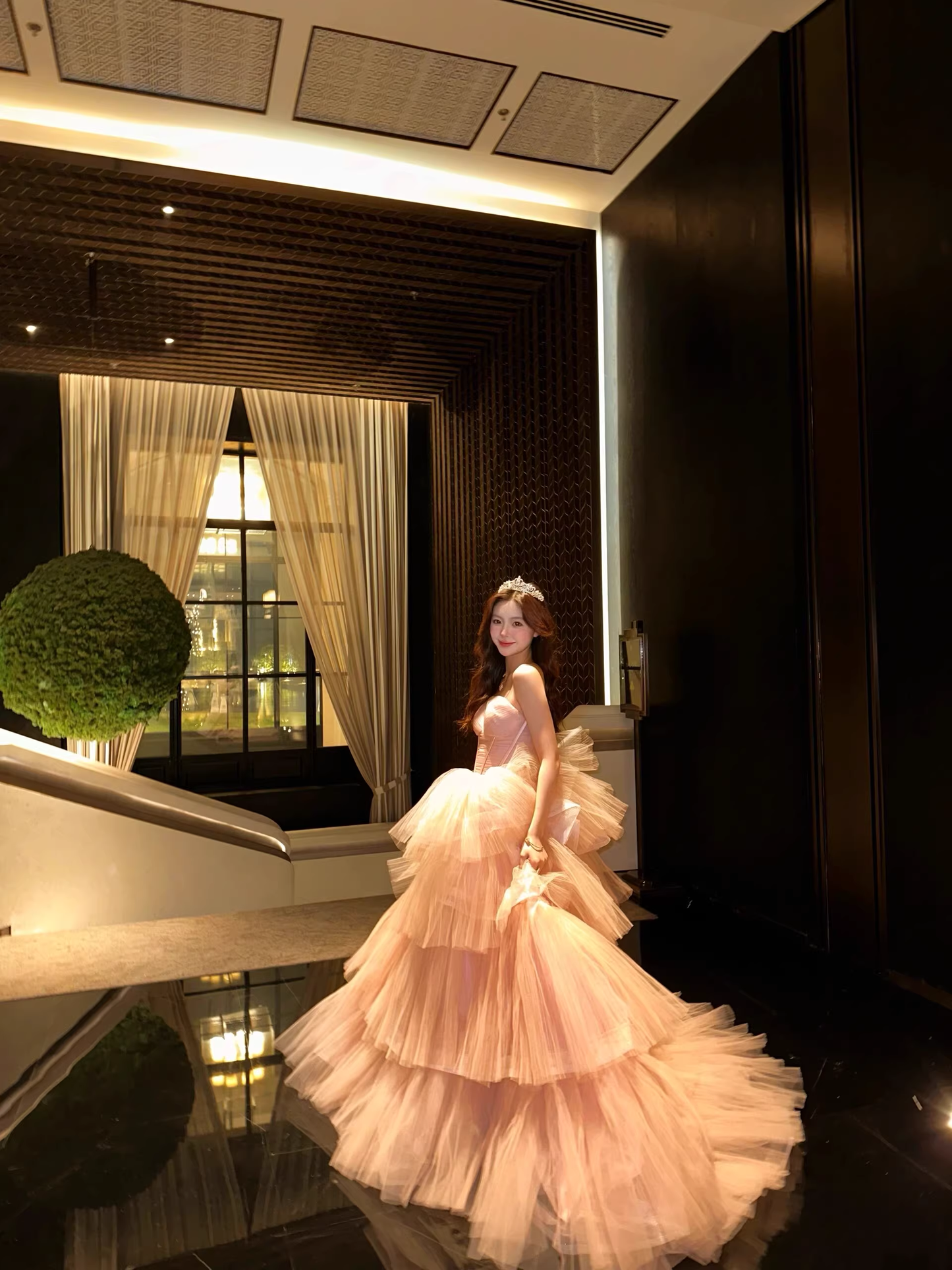 Strapless Dress Evening Dress Pink Super Fairy Light Tulle Birthday Dress Princess Gown YM1635