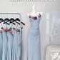 Sling Dress New Style Waist Slimming Blue Dress With Flowers YM1772