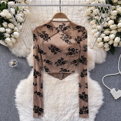 Hot Tops Women's Hollow Long Sleeve Blouse YM1693