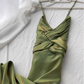Green Suspender Evening Dress French Style Slim Green Party Dress YM1695