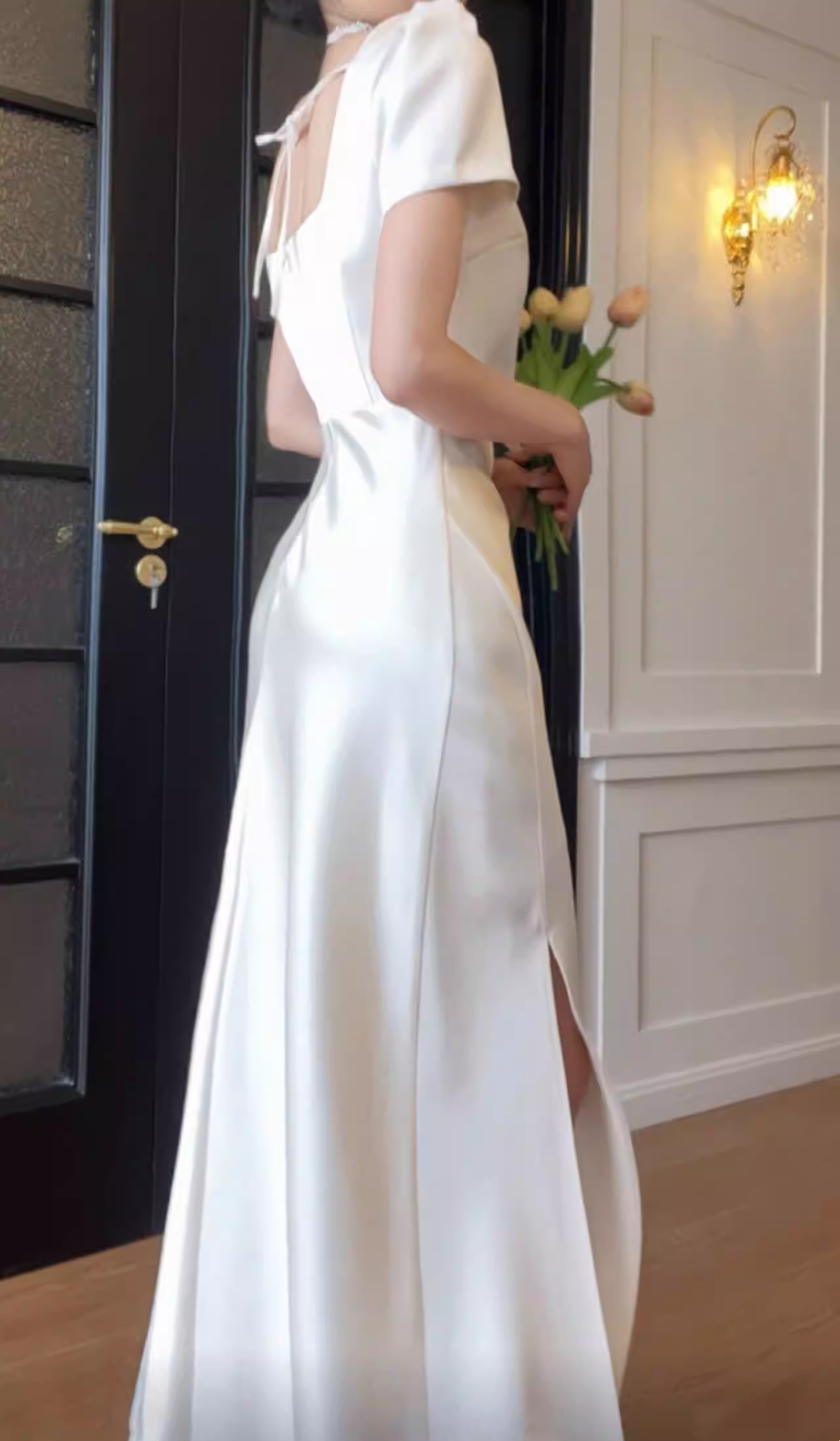 Elegant White Slit Prom Dress Women's Party Birthday Dress YM1697