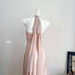 Halter Neck Suspender Dress Seaside Holiday Style Backless Pink Long Dress YM1771