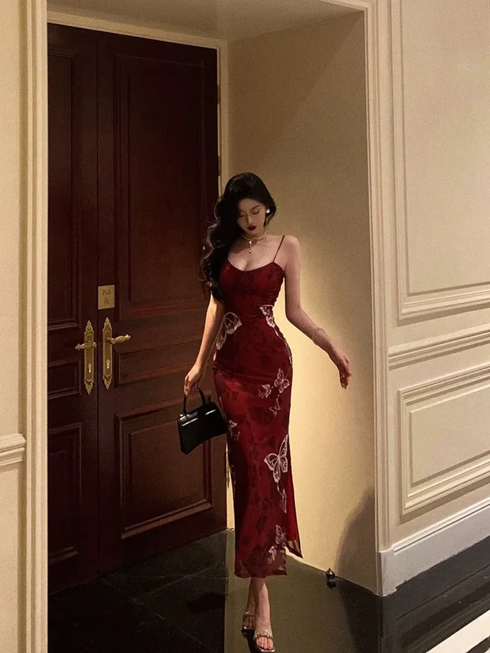 French Mermaid Burgundy Prom Dress Evening Dress YM1588
