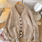 Lazy style sweater coat women autumn all-match cable knitted cardigan YM1584