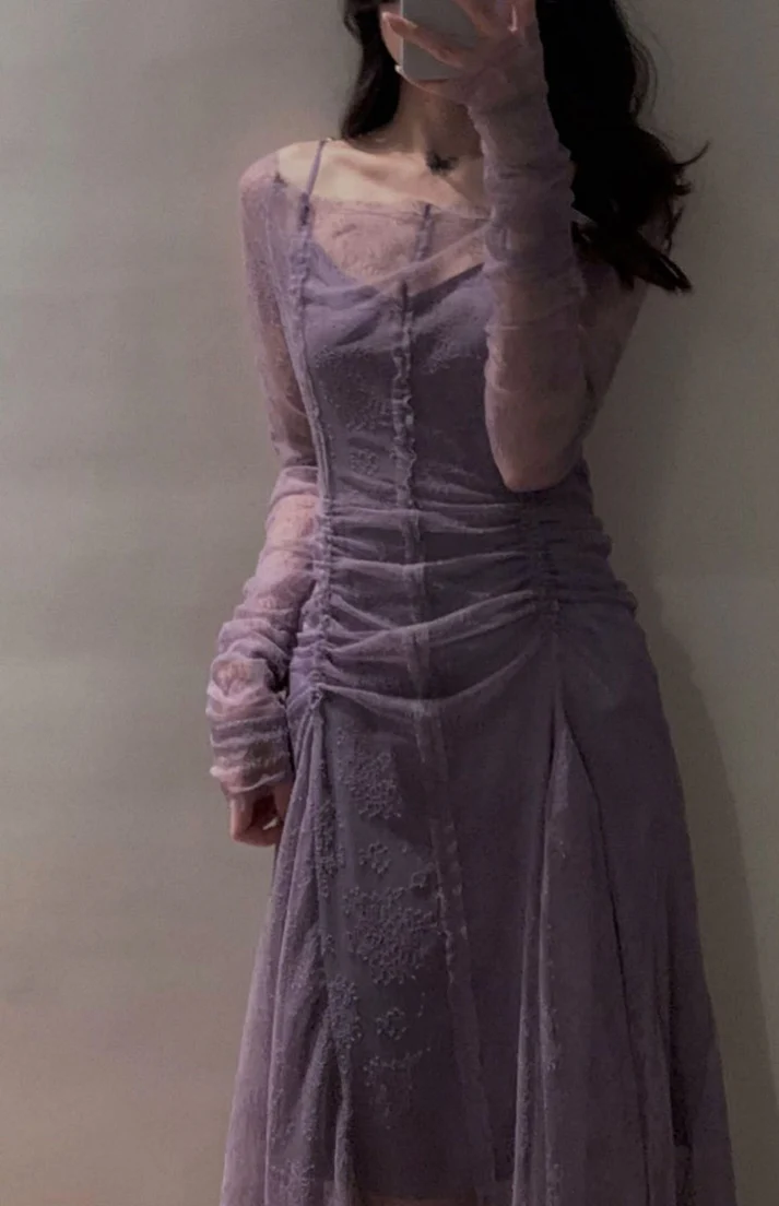Elegant Purple Lace Women's Dress Party Dress Birthday Dress YM1728