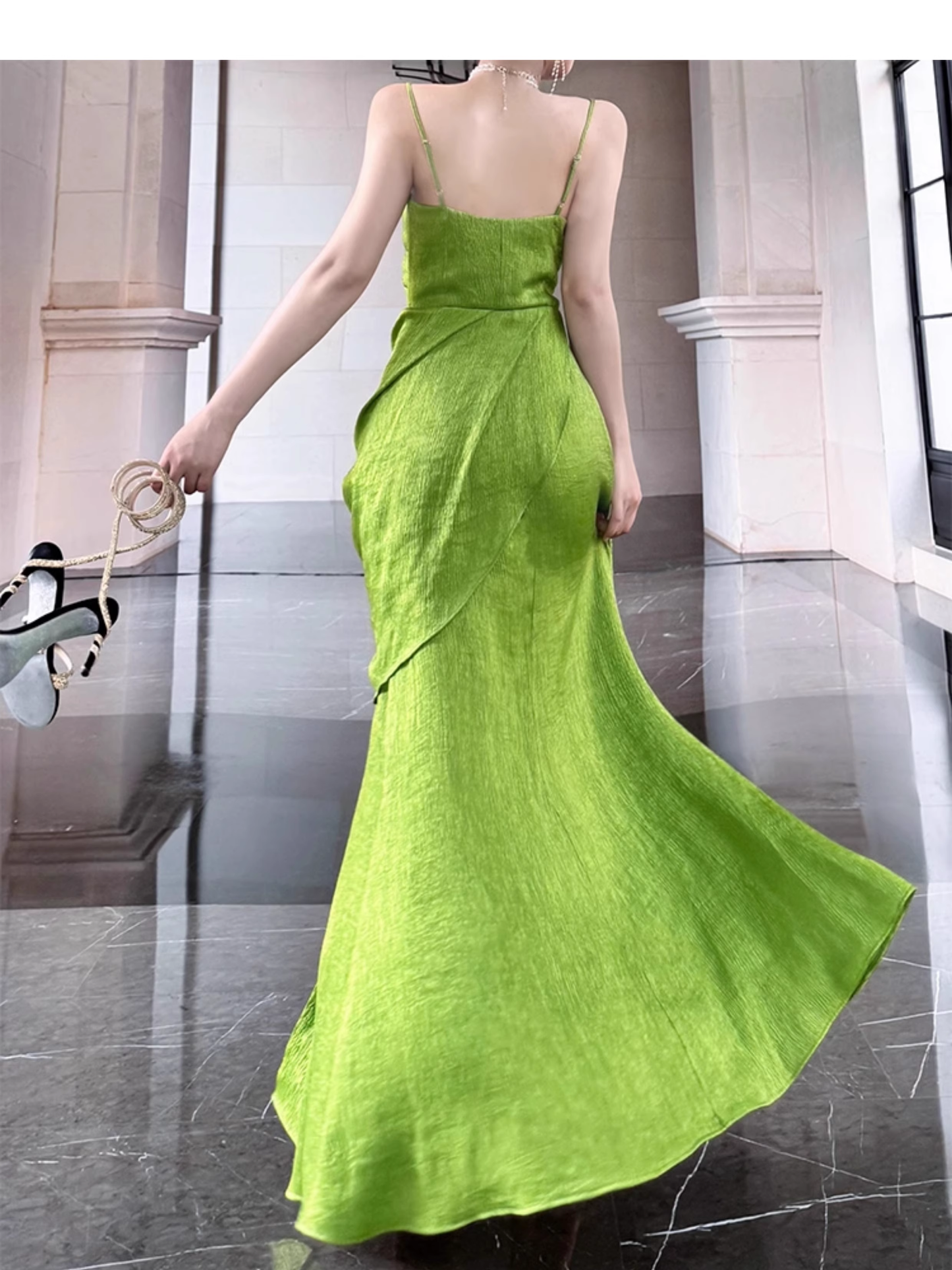Sexy Lace Apricot Prom Dress Slit Pleated Party Dress YM1698