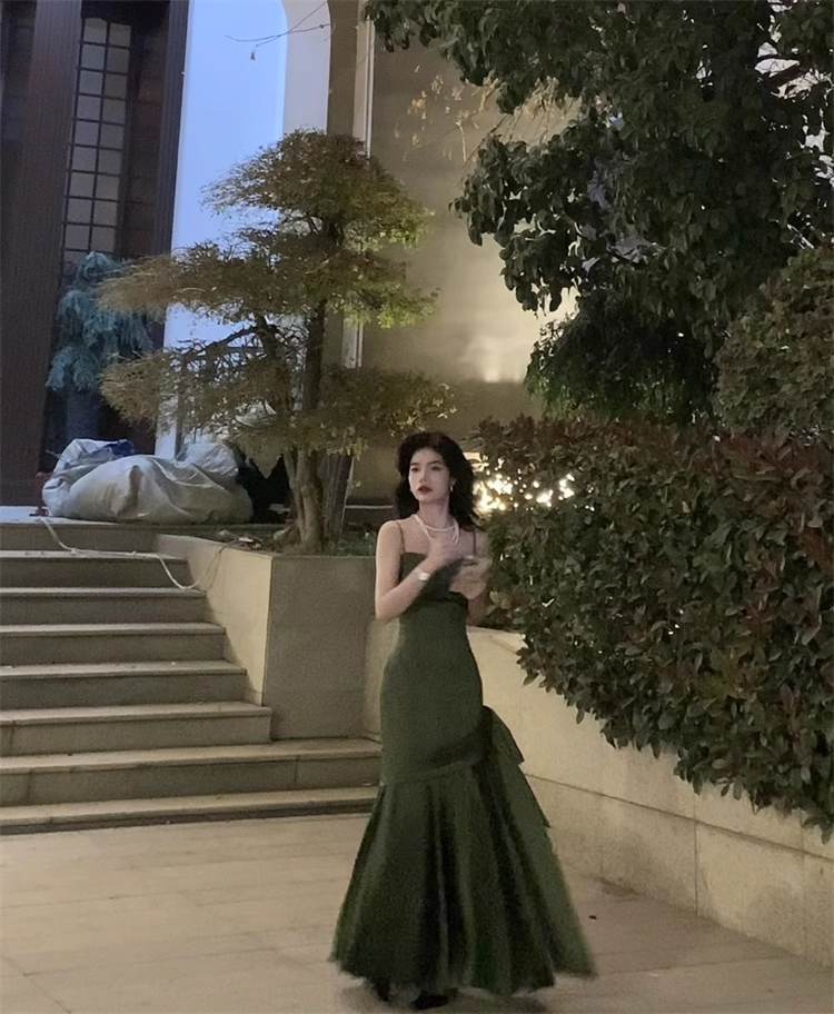 Sexy Straps Party Dress Green Mermaid Prom Dress YM1648
