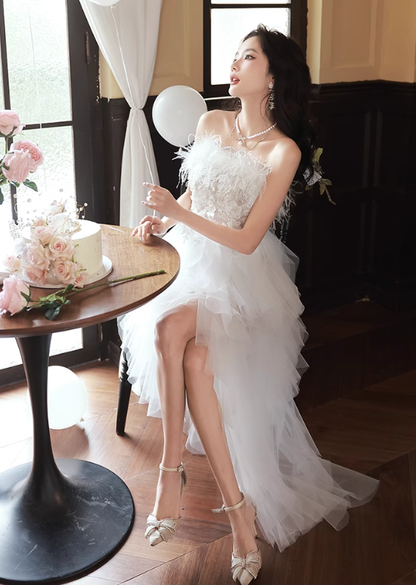 White Strapless Prom Dress New Birthday Outfits YM1614