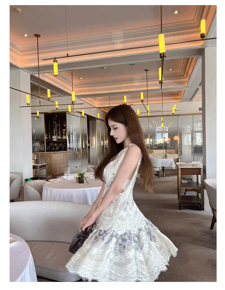 Classy Floral Lace Backless Party Dress Evening Dress YM1660