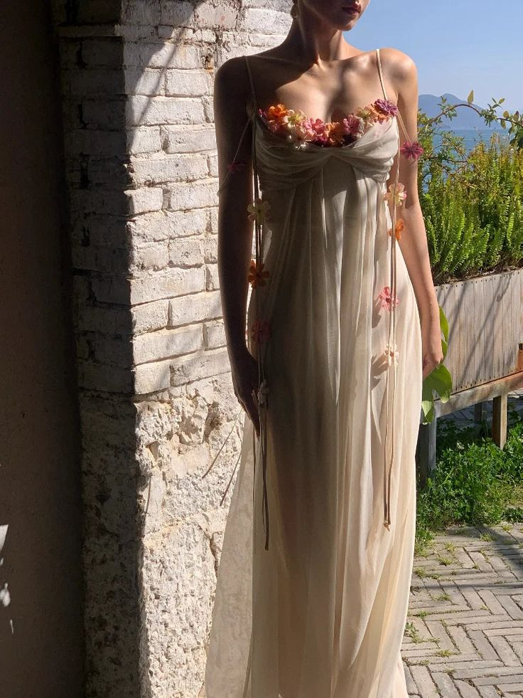 Elegant Fashion Tulle Floral Beach Party Long Dresses for Women Summer New Boho Dress YM1757