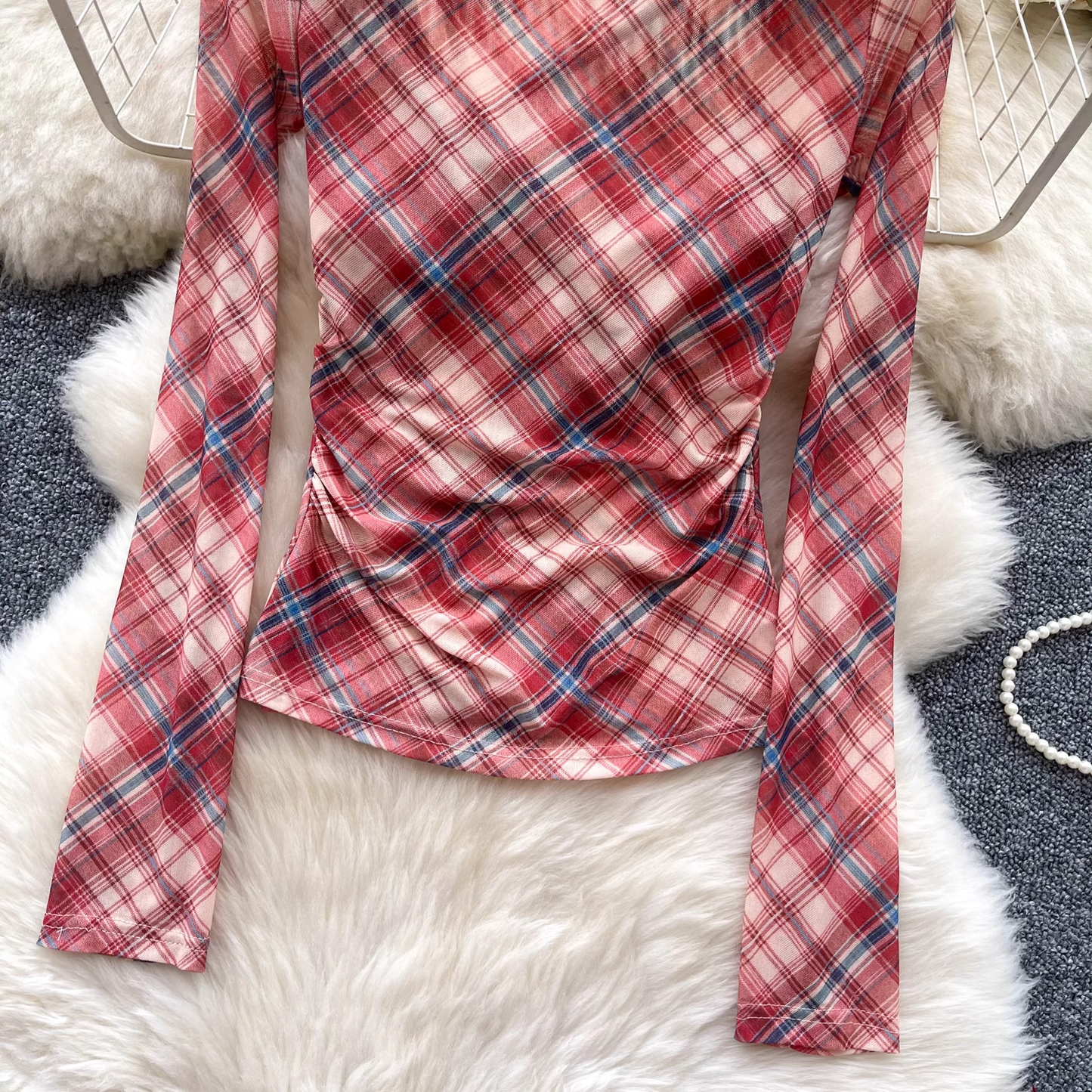 European And American Hot Girl Style Green Plaid Printed Backless Top YM1689